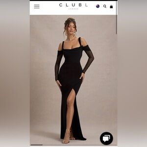 Club L London Black Off-Shoulder Maxi Dress